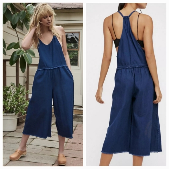 Free People Pants - Free People Skatergirl Wide Leg Denim Jumper Size XS